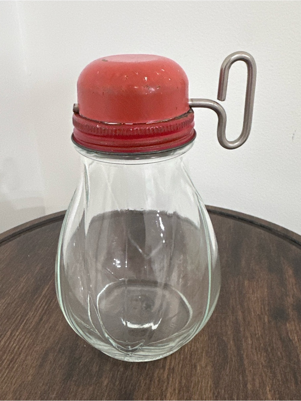 Vintage Federal Tool Corp Nut Chopper Red Metal Lid Grinder Glass Jar 1940s